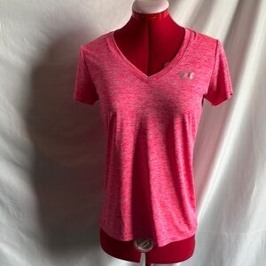 Under Armour Women's Heathered Pink V-Neck Tee SM373